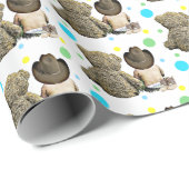 Lil Cowboy und Teddy Bear Rustikaler Polka Dot Geschenkpapier (Rolleneckpunkt)