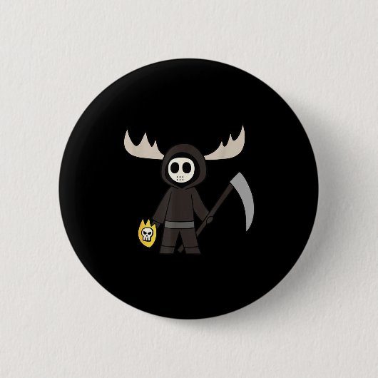 Lil Doom Moose - Funny Reaper Cartoon Button (Vorderseite)