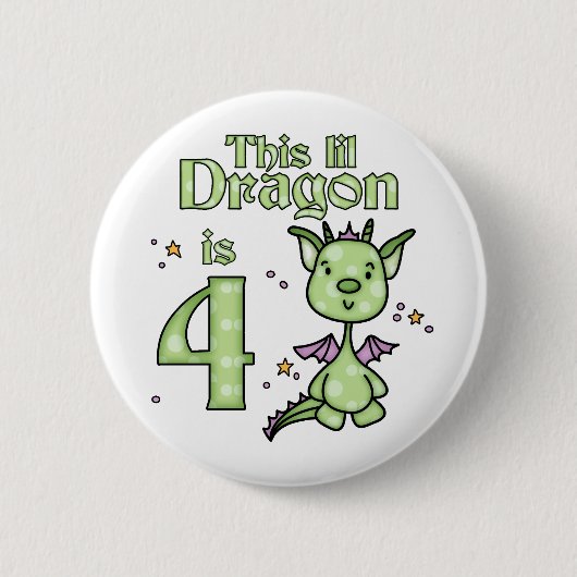 Lil Dragon 4. Geburtstag Button (Vorderseite)
