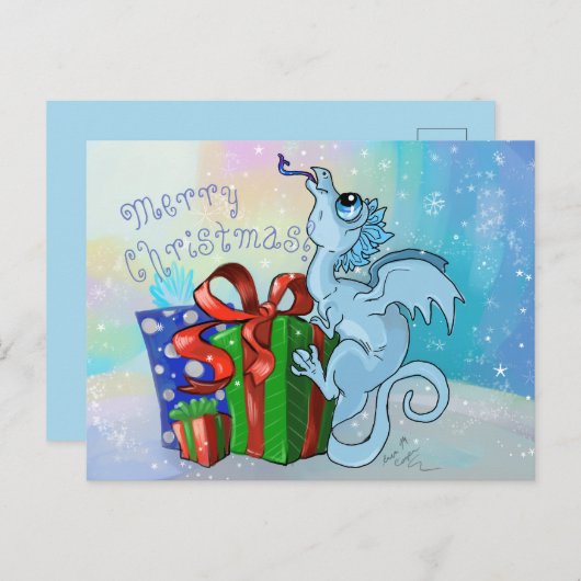 lil' Dragon Snowflake Feiertagspostkarte (Vorne/Hinten)