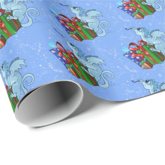 lil' Dragon Snowflake Wrapping Paper Geschenkpapier (Rolleneckpunkt)
