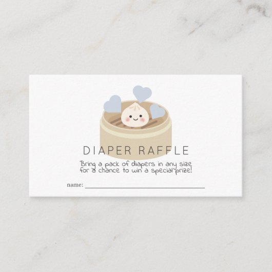 Lil Dumpling Baby Shower Blue Diaper Raffle Ticket Begleitkarte (Vorderseite)