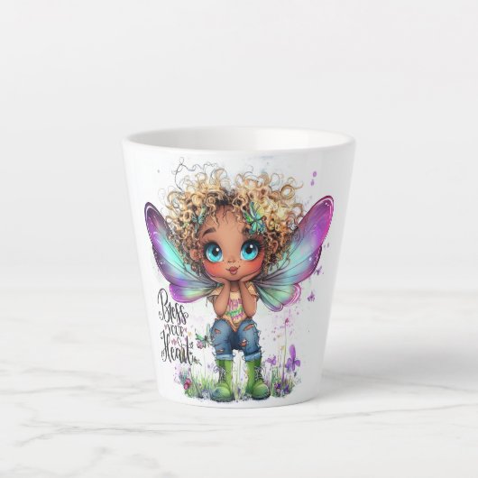 Lil' Fairy segne dein Herz Latte Tasse (Vorderseite)