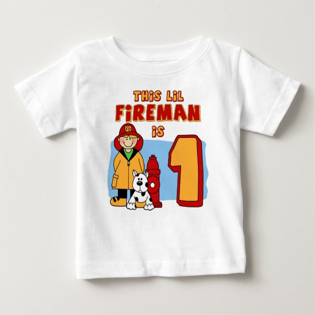 Lil Fireman 1. Geburtstag Baby T-shirt (Vorderseite)