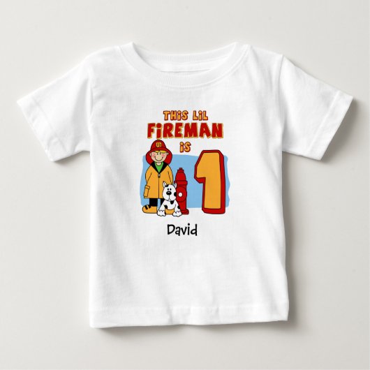 Lil Fireman 1. Geburtstag Baby T - Shirt (Vorderseite)