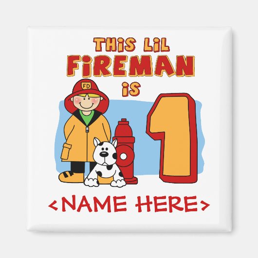 Lil Fireman 1. Geburtstag Magnet (Vorne)