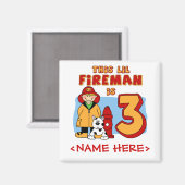 Lil Fireman 3. Geburtstag Magnet (Vorderseite/Rückseite)