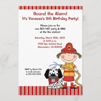Lil Fireruck 5 x 7 Feuerwehr zum Geburtstag Einlad Einladung