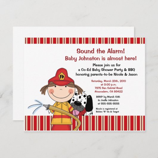 Lil Fireruck Baby Shower Einladung (Vorne/Hinten)