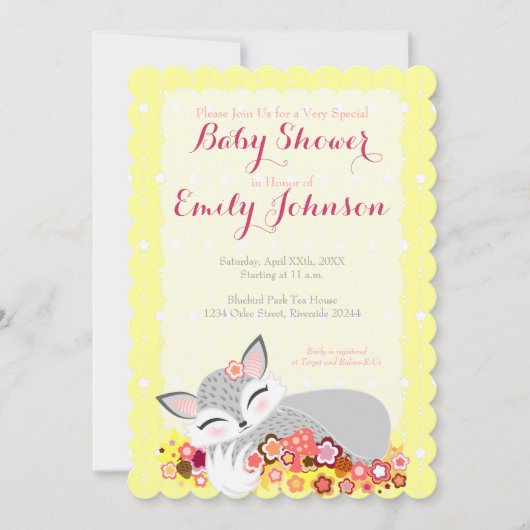 Lil Foxie Cub - Custom Baby Shower Einladungen (Vorderseite)