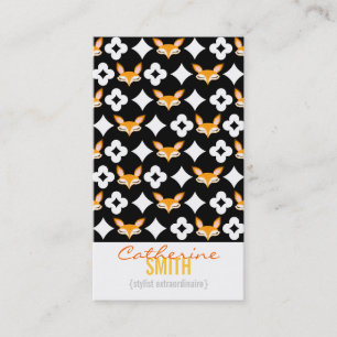 Lil Foxie - Niedlich Fox Pattern Vertikale Bizcard Visitenkarte