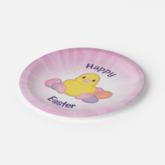 Lil Frühlings-Küken-Muster Pappteller (Schrägansicht)