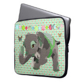Lil glückliche Elefant-Grün-Computer-Hülse Laptopschutzhülle (Vorderseite Links)