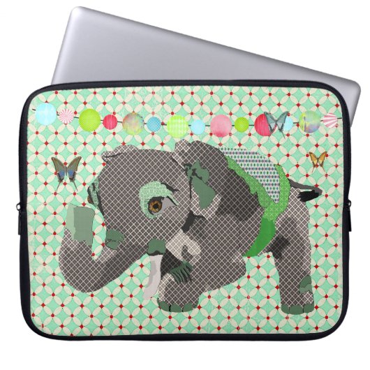 Lil glückliche Elefant-Grün-Computer-Hülse Laptopschutzhülle (Vorderseite)