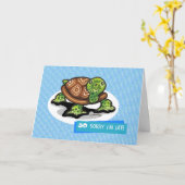 Lil Green Turtle Belated Geburtstag Karte (Gelbe Blume)