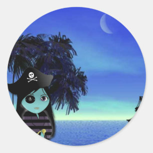 Lil' Hexe, das PiratenHalloween Runder Aufkleber