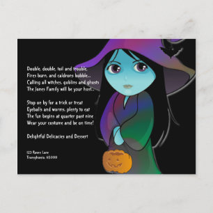 Lil' Hexe in Rainbow Robe Halloween Einladung
