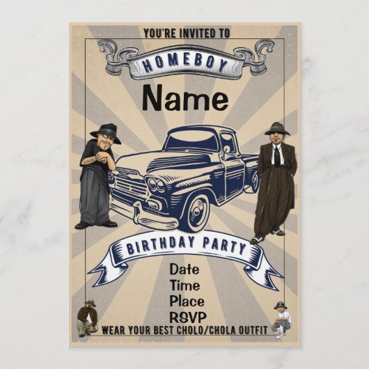 Lil Homies Chicanas Party Einladung 90er Thema (Vorderseite)