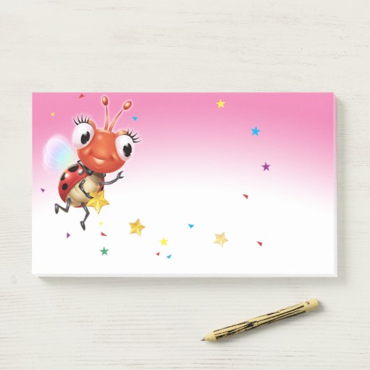 Lil Ladybug pink Post-it-Notizblock breit Post-it Klebezettel (Auf Schreibtisch)