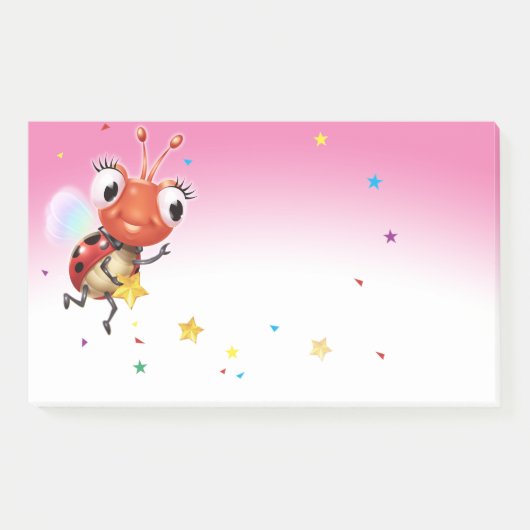 Lil Ladybug pink Post-it-Notizblock breit Post-it Klebezettel (Vorderseite)