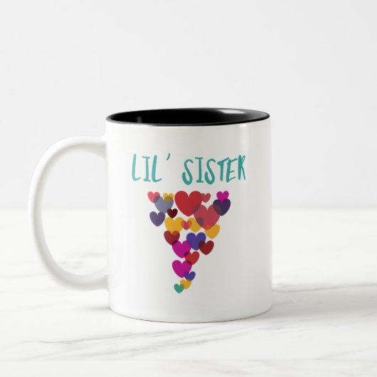 Lil' Little Sister Liebe Floating Heart Zweifarbige Tasse (Links)