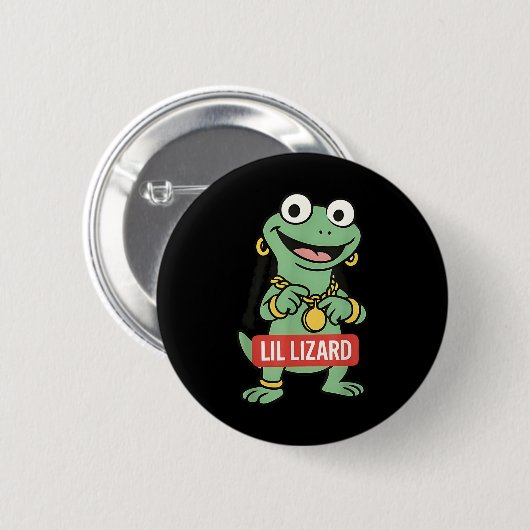 Lil Lizard Funny Lizard Trending Meme Button (Vorne & Hinten)