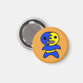 Li'l Lucha Libre Wrestler Magnet (blau-gelb) (Vorderseite/Rückseite)