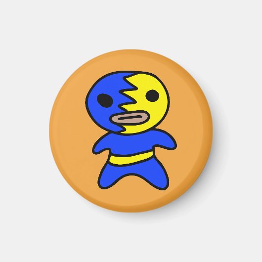 Li'l Lucha Libre Wrestler Magnet (blau-gelb) (Vorne)