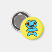 Li'l Lucha Libre Wrestler Magnet (Blue-Orange) (Vorderseite/Rückseite)