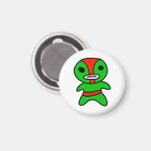 li'l Lucha Libre Wrestler Magnet (grün-rot) (Vorderseite/Rückseite)