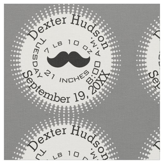 Lil' Man Black Mustache Geburtsstunde Stoff (Nahaufnahme)