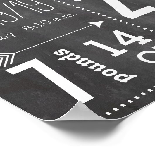 Lil Man Mustache Chalkboard Boy Baby Stat Arrow Poster (Ecke)