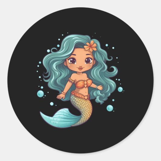 Lil Mermaid Runder Aufkleber (Vorderseite)