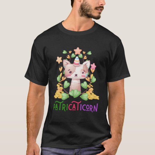Lil Miss Irish Caticorn Green St Patricks Day Unic T-Shirt (Vorderseite)