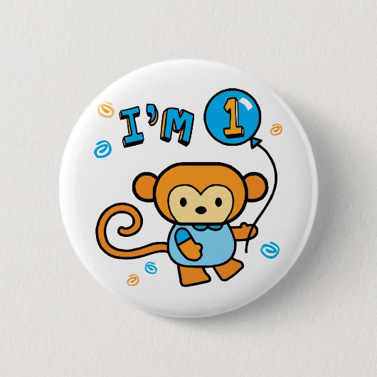 Lil Monkey 1. Geburtstag Button (Vorderseite)