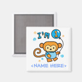 Lil Monkey 1. Geburtstag Magnet (Vorderseite/Rückseite)
