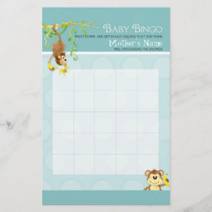 Lil Monkey, Baby Boy Shower Bingo n Scramble Game