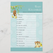 Lil Monkey, Baby Boy Shower Bingo n Scramble Game (Rückseite)