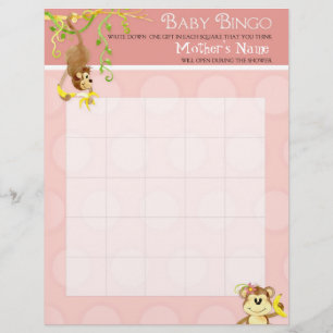 Lil Monkey, Baby Dusche Bingo n Scramble Game Flyer