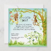 Lil Monkey, Boy Baby Shower Einladung (Vorderseite)