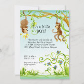 Lil Monkey, Boy Baby Shower Einladung (Vorderseite)