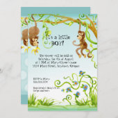 Lil Monkey, Boy Baby Shower Einladung (Vorne/Hinten)