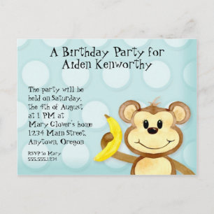 Lil Monkey, Boy Birthday Party Post Card einladen Einladungspostkarte