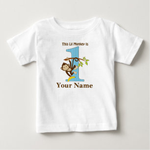 Lil Monkey Erstes Geburtstag T-Shirt Personalisier