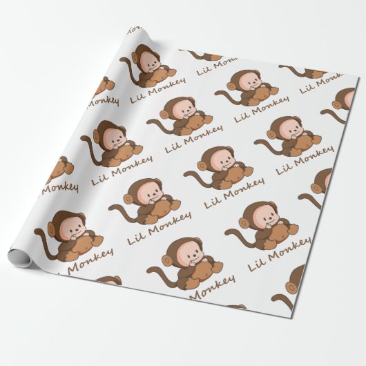 "Lil Monkey"-Fusion Zitat Niedlicher Baby-Affe Geschenkpapier (Ungerollt)