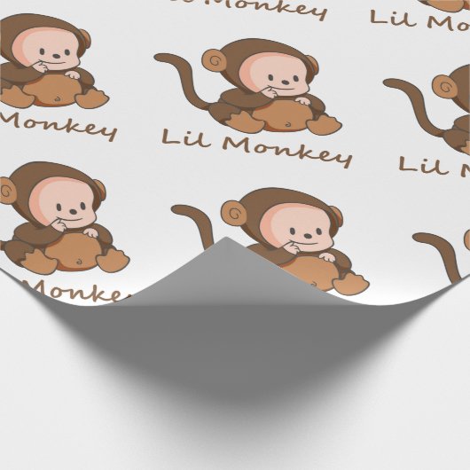 "Lil Monkey"-Fusion Zitat Niedlicher Baby-Affe Geschenkpapier (Ecke)