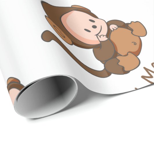 "Lil Monkey"-Fusion Zitat Niedlicher Baby-Affe Geschenkpapier (Rolleneckpunkt)