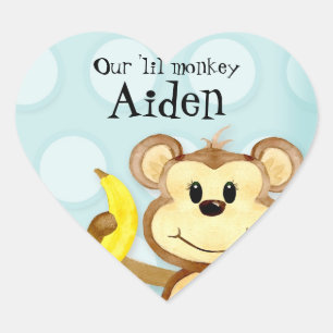 Lil Monkey, Girl Baby Shocker Siegel Herz-Aufkleber