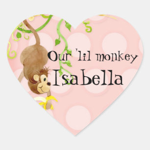 Lil Monkey, Girl Baby Shocker Siegel Herz-Aufkleber