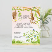 Lil Monkey, Girl Baby Shower Einladung (Stehend Vorderseite)